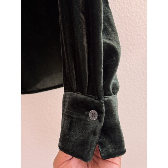 Boden Sienna Velvet Shirt Viscose Button Down Top US 8 Green Regal Holidays - Picture 8 of 14